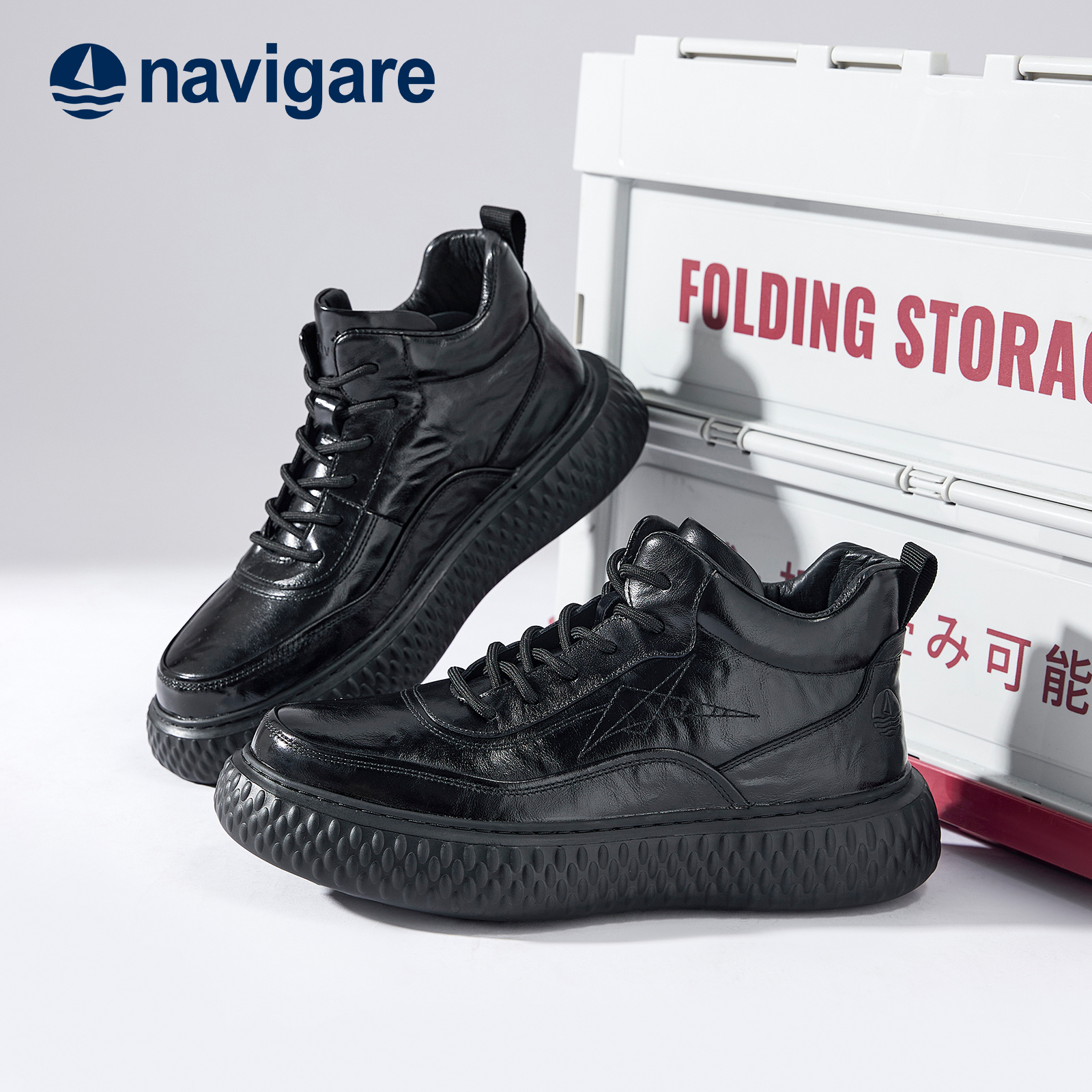 Navigare意大利小帆船2025秋冬加棉新款百搭时尚男士加绒休闲鞋