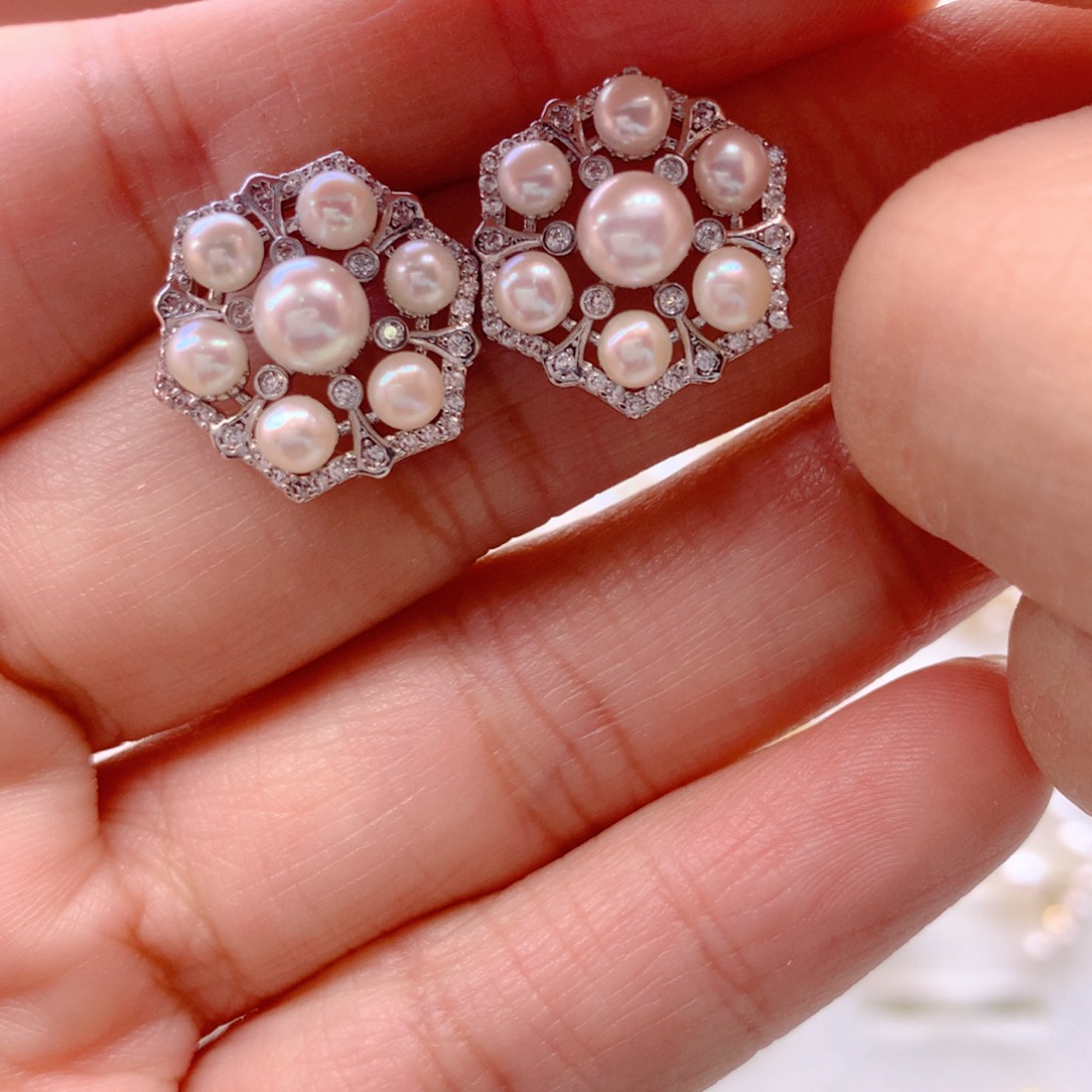 淡水珍珠合金耳饰