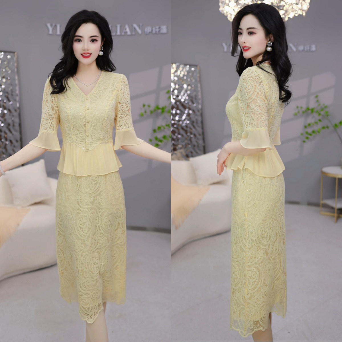 上衣+半身裙 2025夏季时尚气质女人味刺绣洋气修身显瘦套装M-4XL