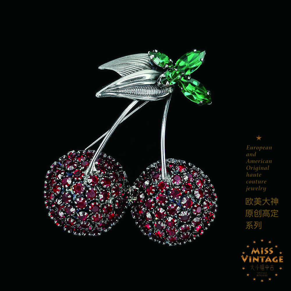 欧美大神原创高定高定穹顶密镶大樱桃胸针[259999-059]