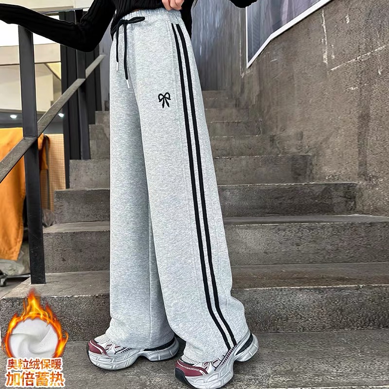 【专属】韩版东大门蝴蝶结刺绣加绒休闲卫裤 A696 696 