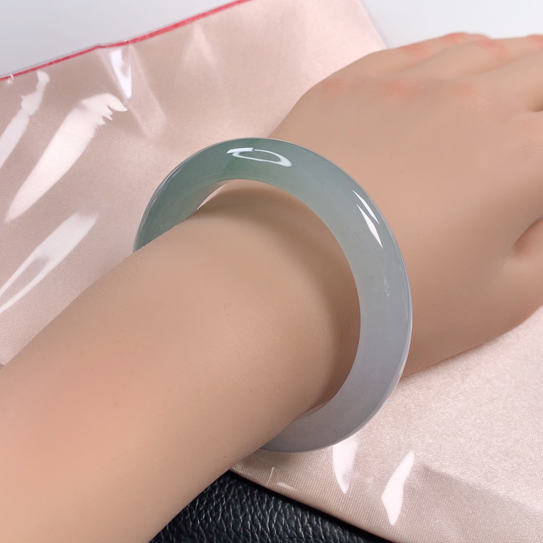 未镶嵌手镯翡翠 正圈233冰湖绿半山水