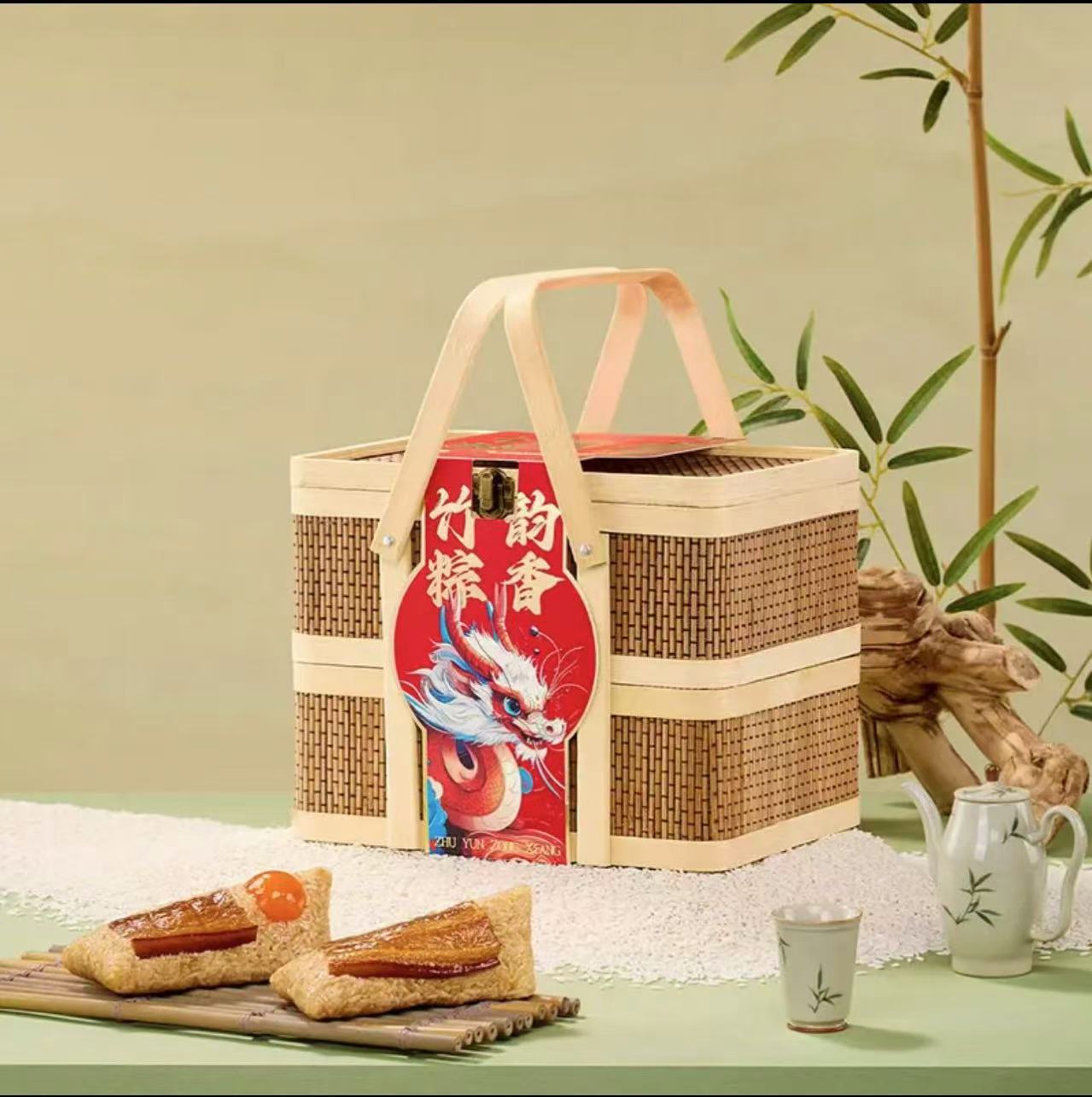 竹篮甜粽肉粽粽子礼盒