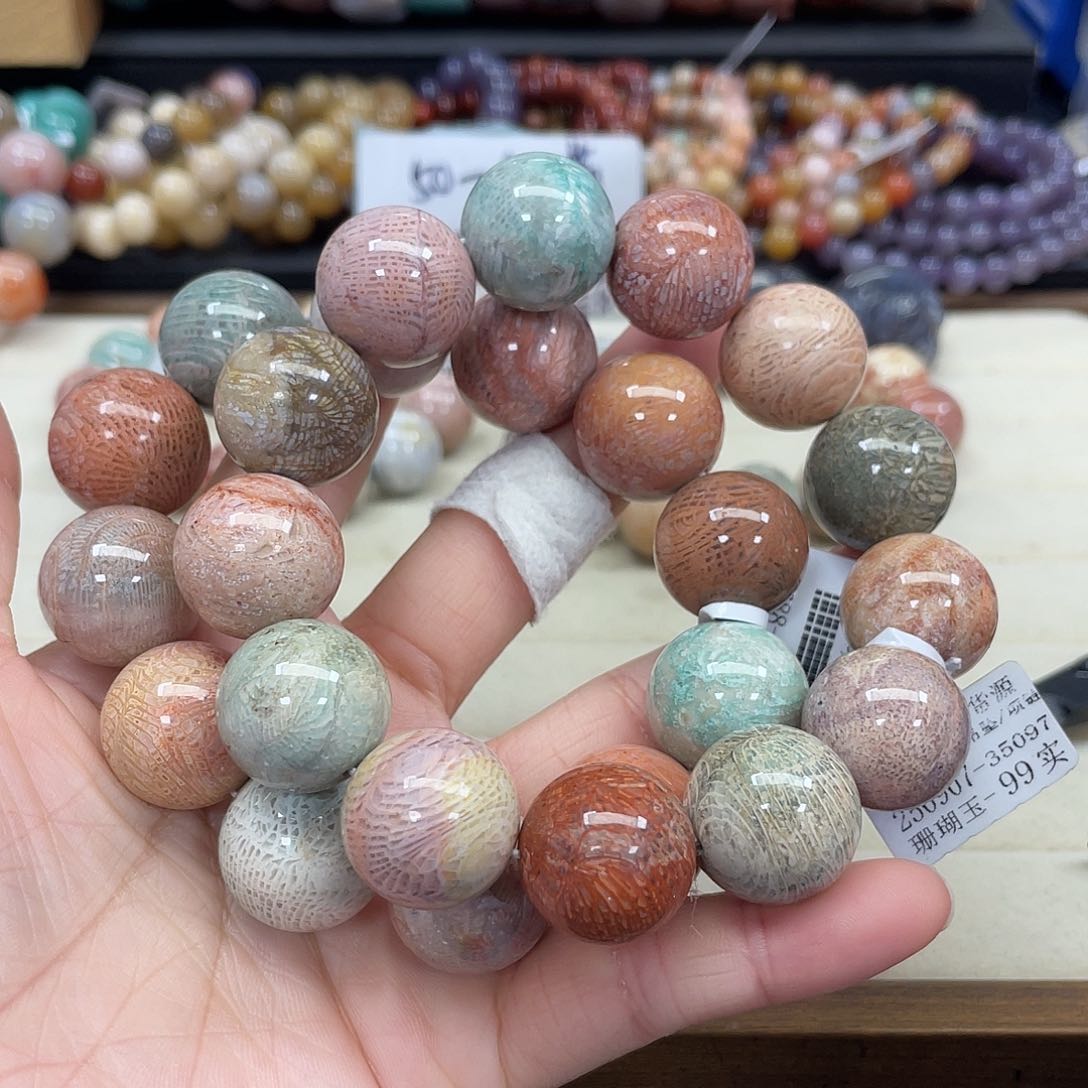 未镶嵌手串硅化珊瑚（珊瑚玉）K**a573