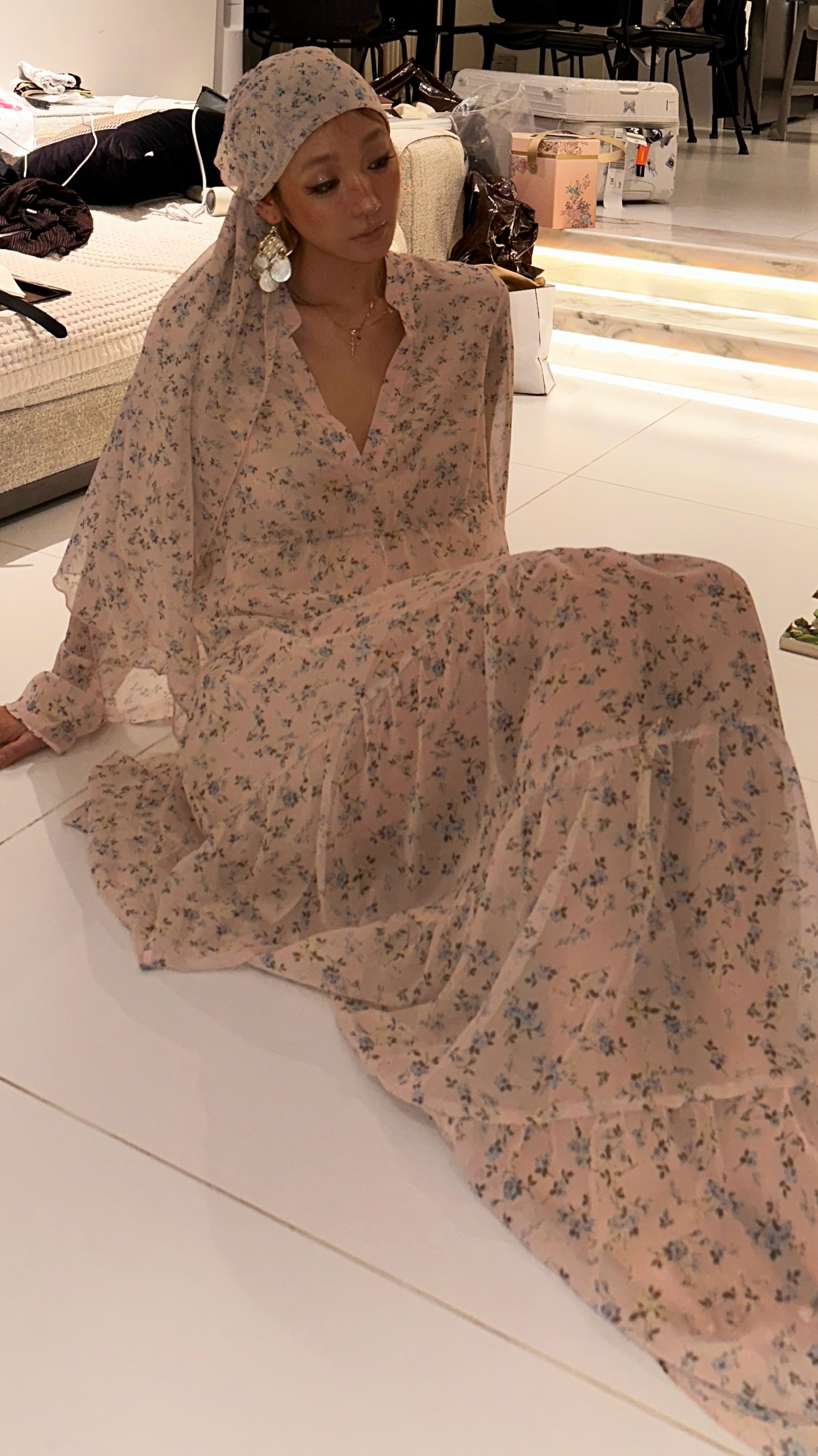 森系风碎花连衣裙印花长裙25753