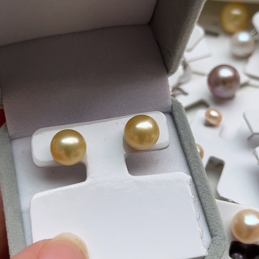 银S925镶嵌淡水珍珠耳饰