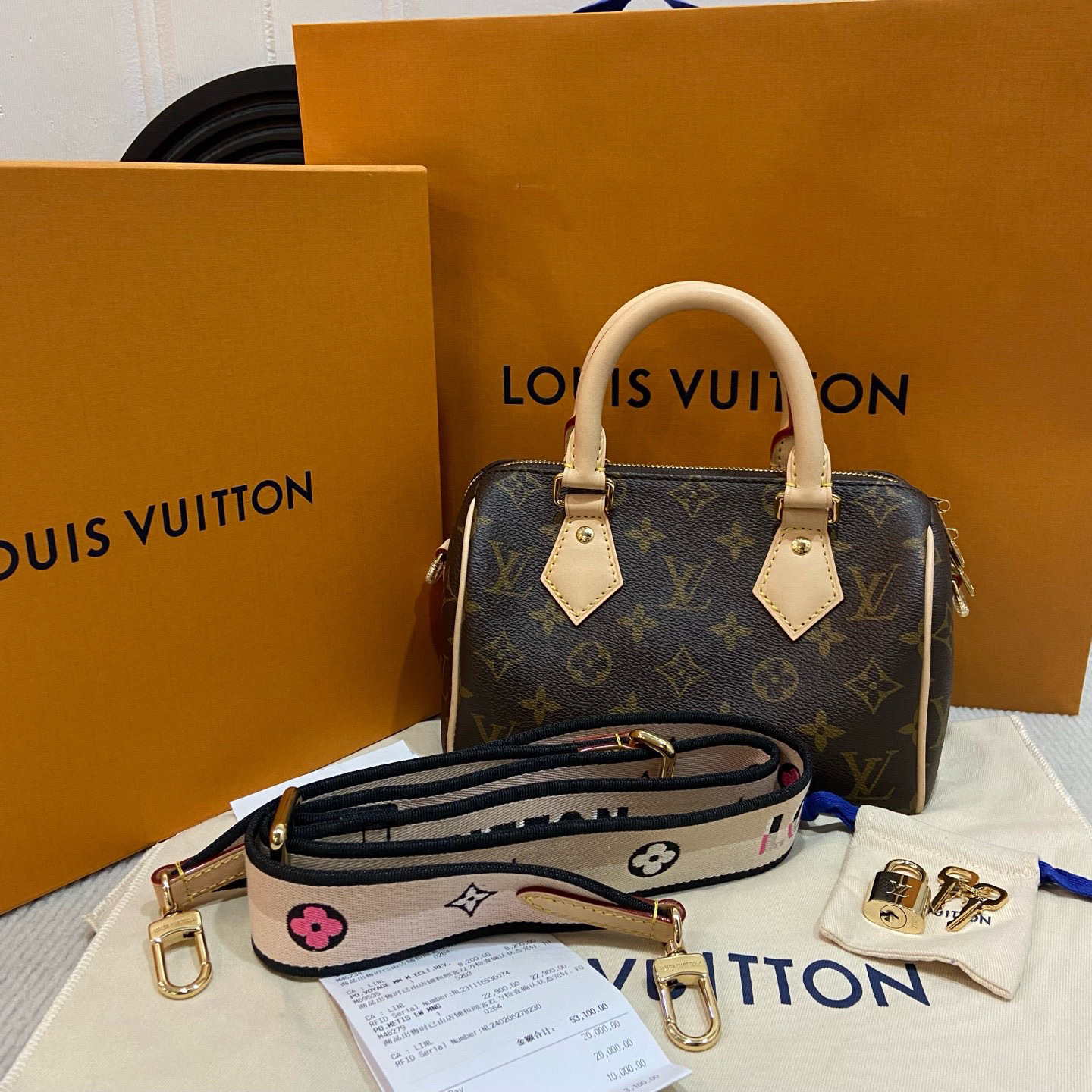 99新 LouisVuitton/路易威登 lv 老花speedy20斜挎包
