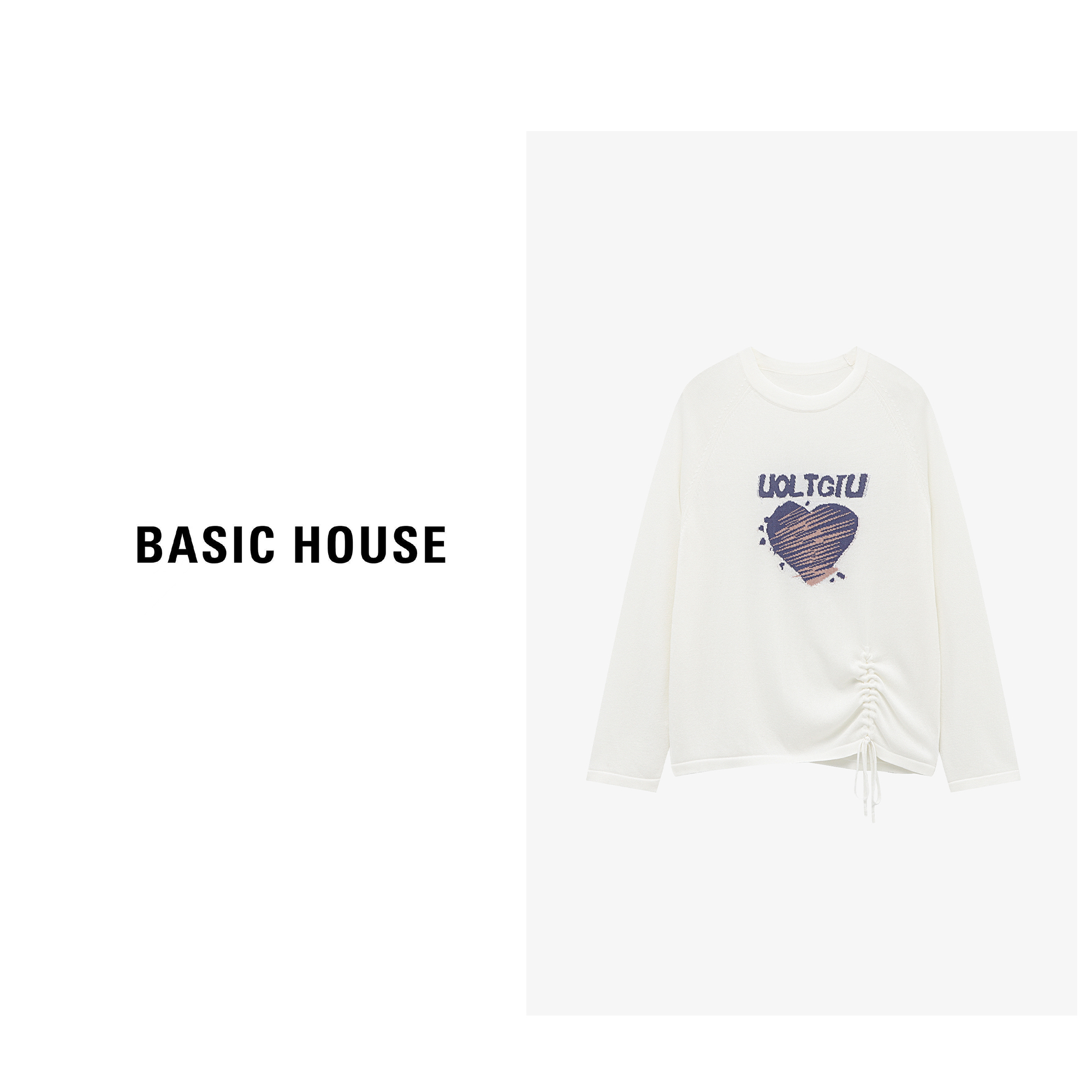 Basic House/百家好早秋新款收腰宽松显瘦洋气针织衫-B0625B5HEZ2