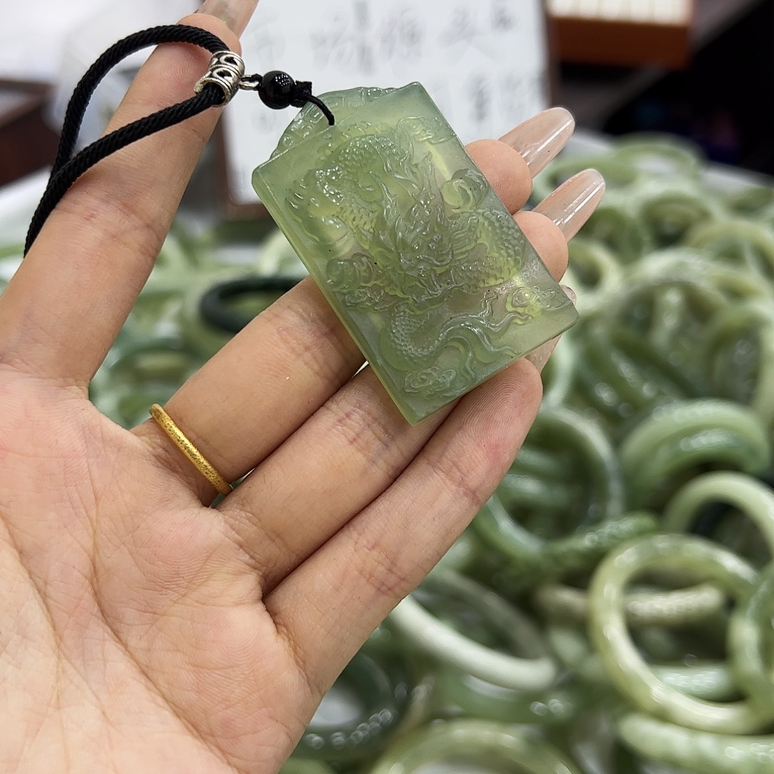 岫玉银S925镶嵌手镯