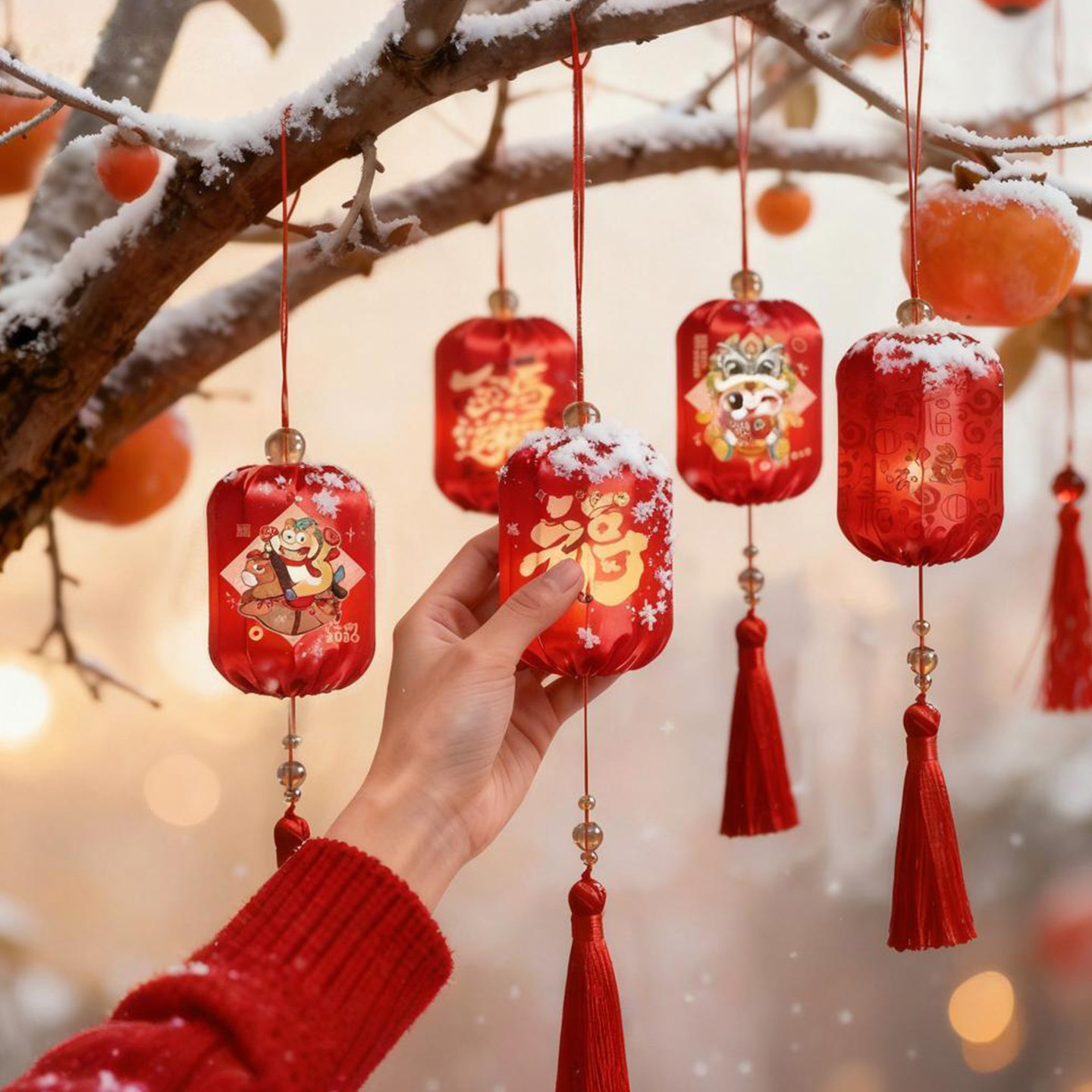 马年2026新年装饰小灯笼挂件春节过年氛围布置品元旦户外树上挂饰