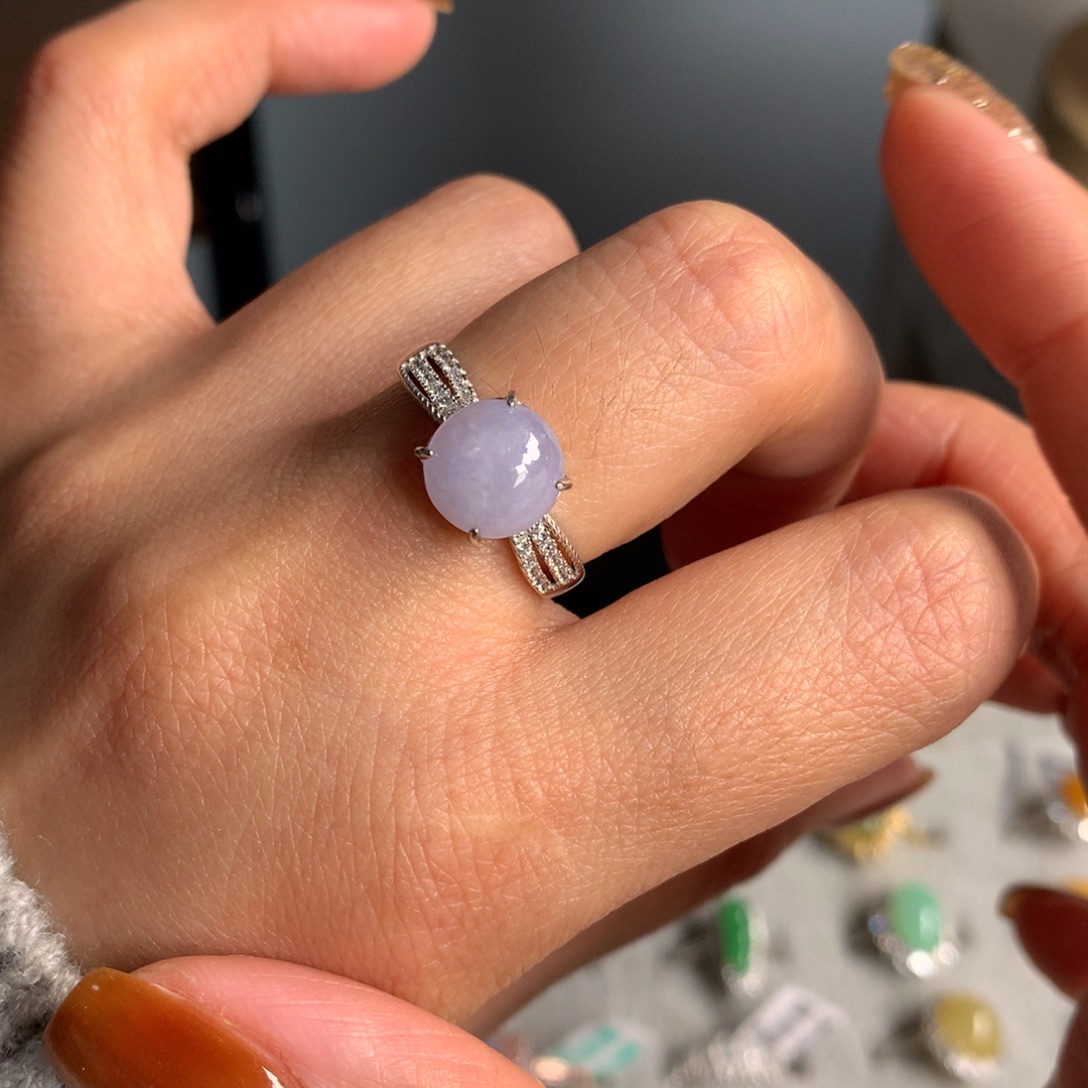 翡翠银S925镶嵌耳饰戒指