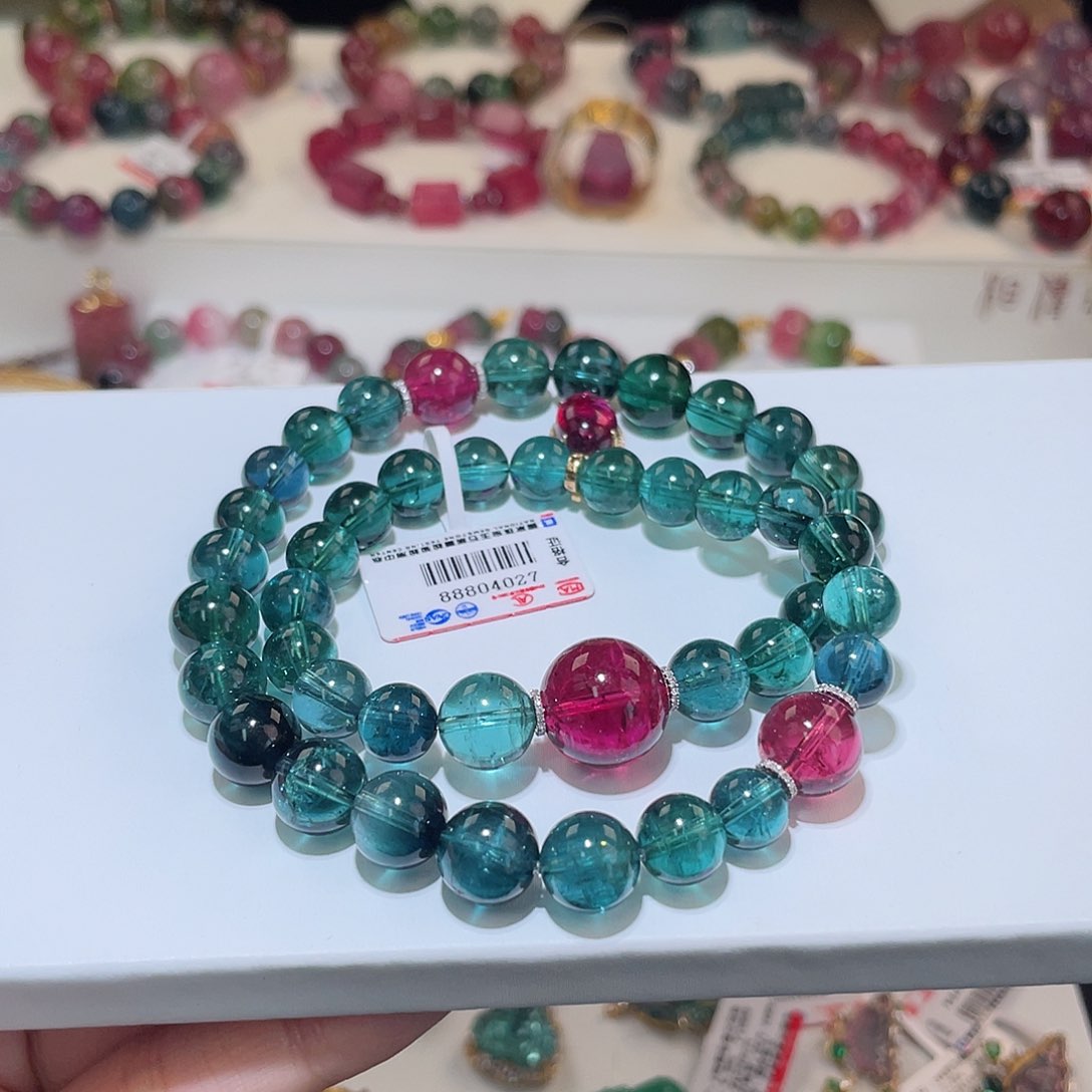 碧玺手链18K金镶嵌碧玺手链