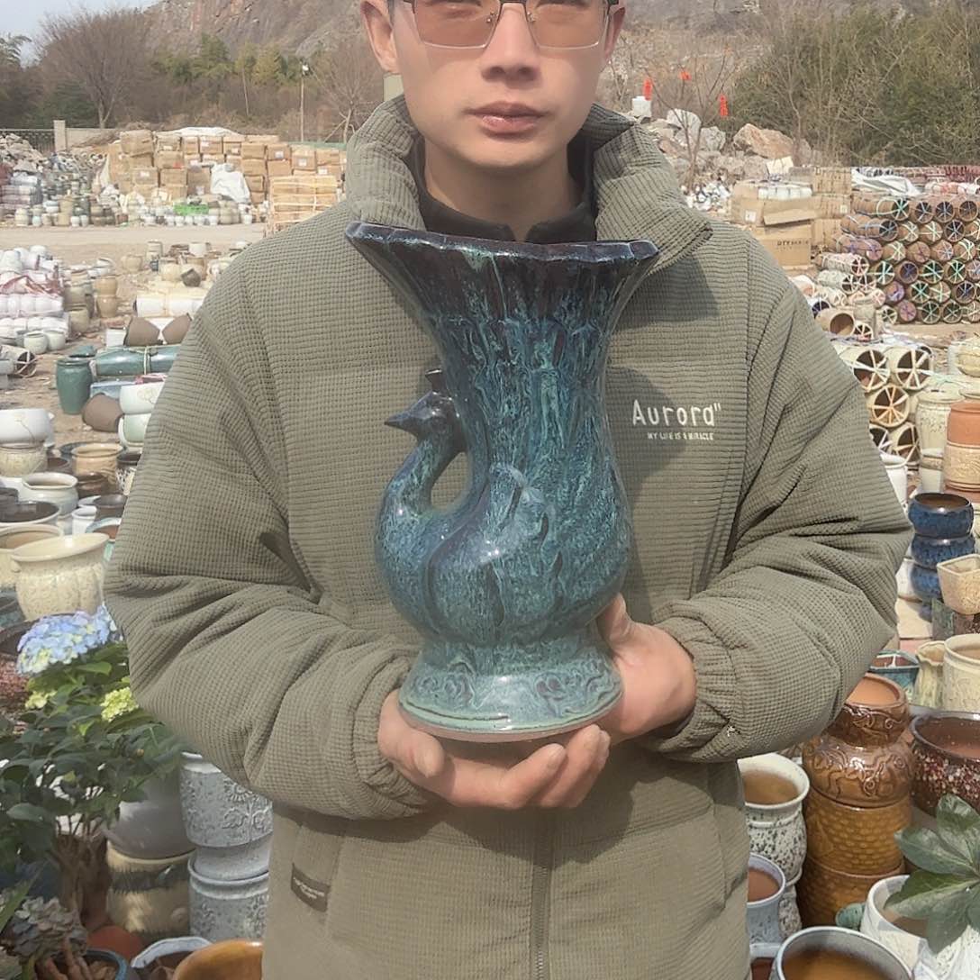 紫砂花盆蓝孔雀绿一个一个