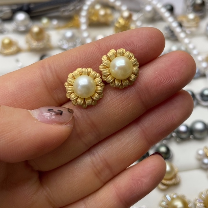 海水珍珠耳饰银S925镶嵌