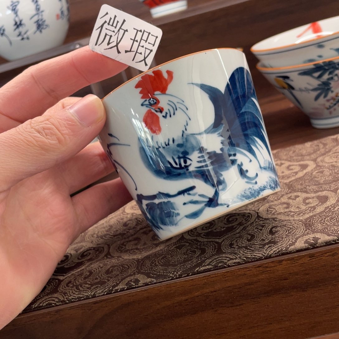 釉下手绘茶具微瑕