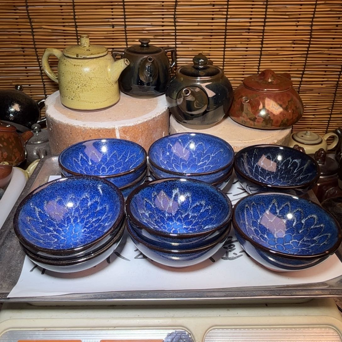 茶盏建窑建盏 微瑕作品10只