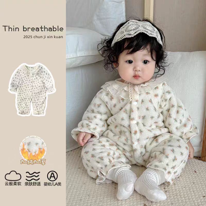 婴儿衣服秋冬连体衣女宝宝超萌可爱毛绒加厚居家服睡衣春秋新款