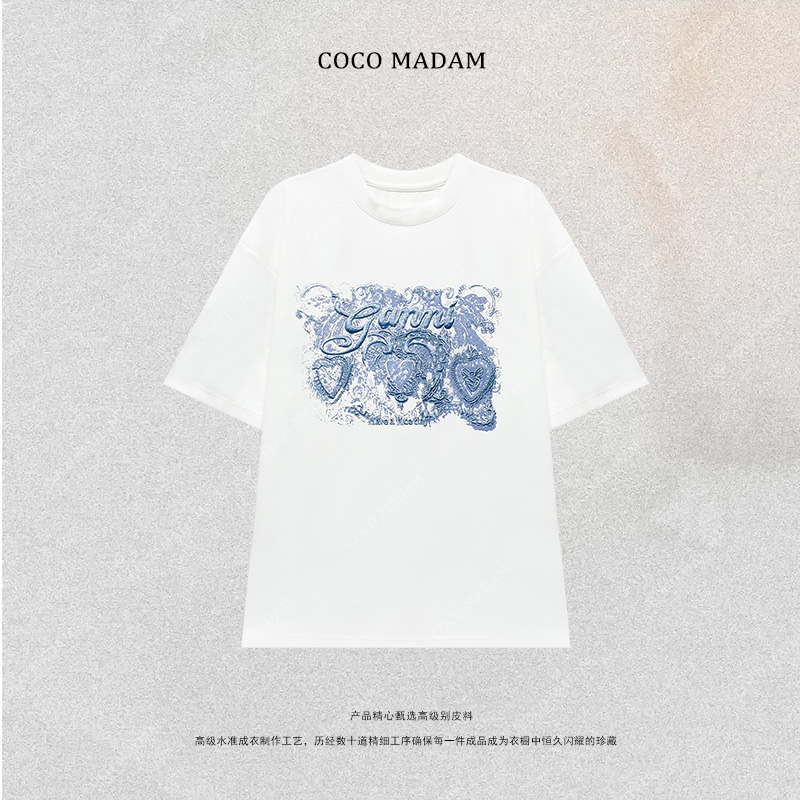 NIUNIU ·T-763  夏季立体刺绣圆领短袖T恤上衣