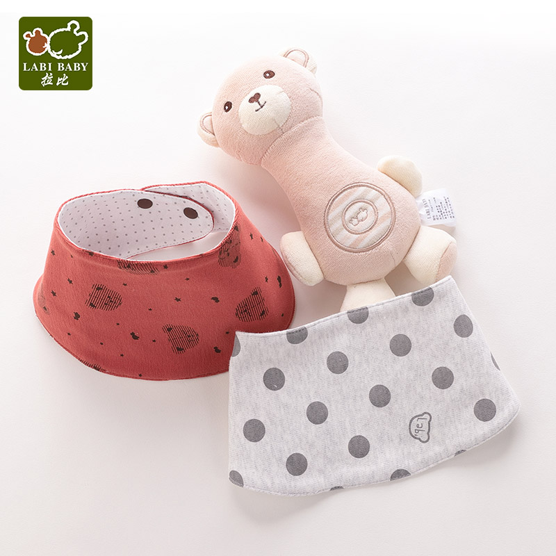 【专柜同款】拉比婴儿童口水巾围脖2条新生儿宝宝卡通薄款透气围兜