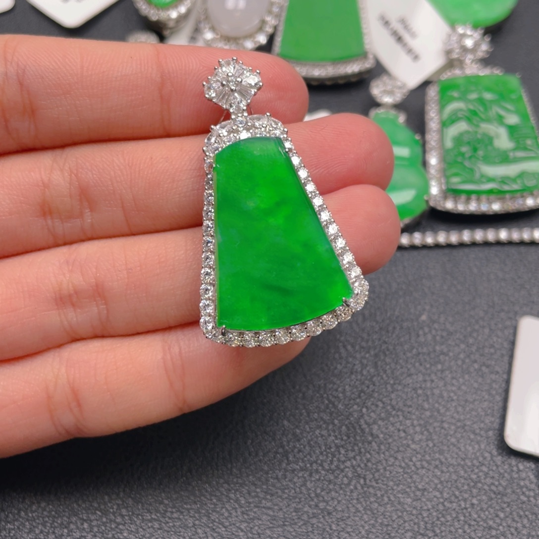 翡翠银S925镶嵌吊坠(不含链)