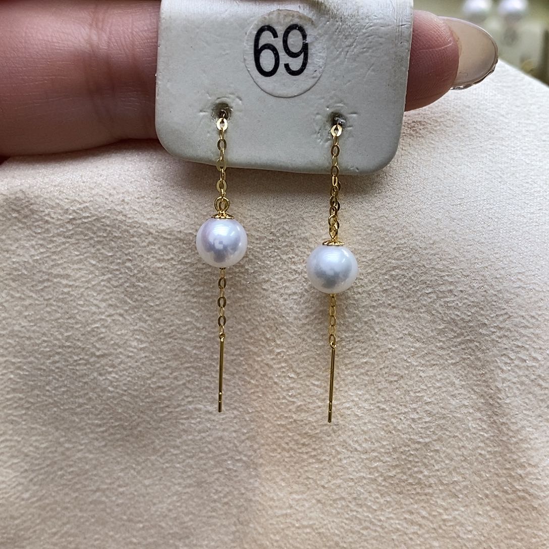 淡水珍珠18K金镶嵌耳饰