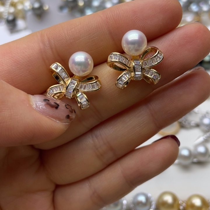 海水珍珠耳饰银S925镶嵌