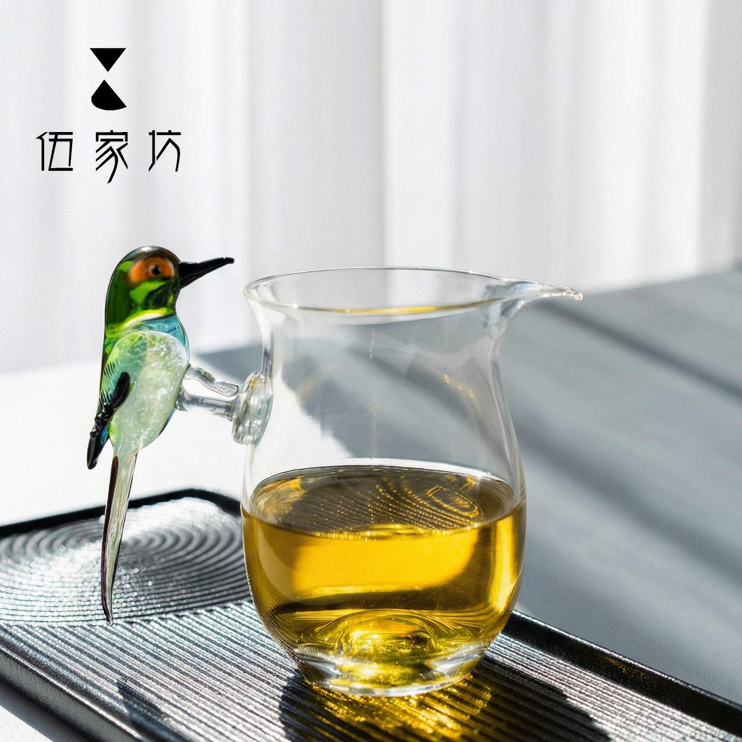 「翠羽流光公道杯」伍家坊手工分茶器｜茶席上的灵动生机，大容量公道