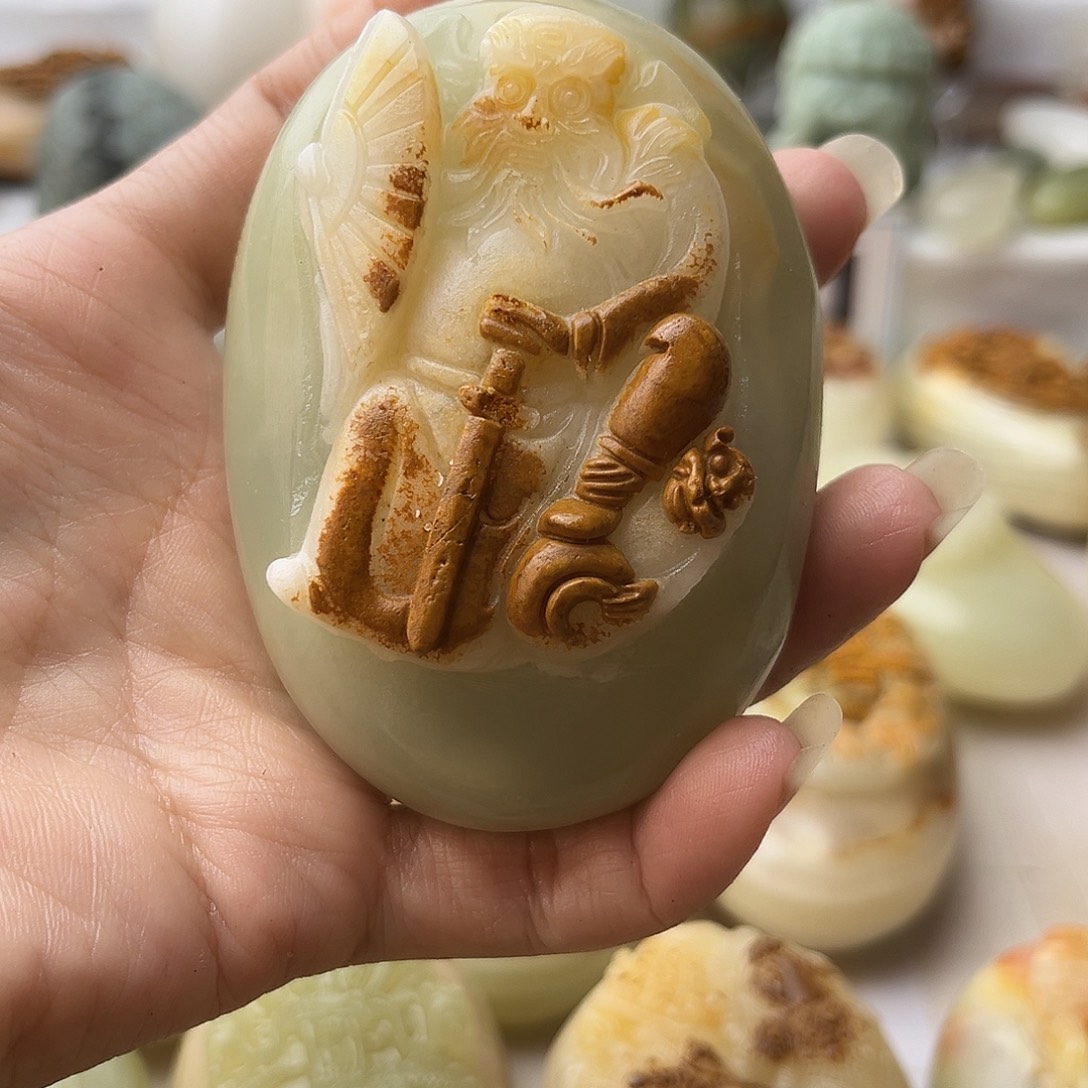 石材方解石材质手把件