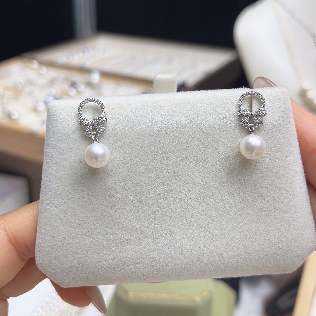 淡水珍珠耳饰银S925镶嵌