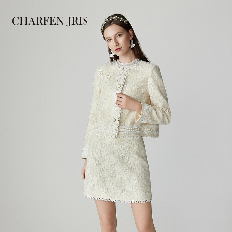 【媛媛专享】朝峰25年春季新款时尚法式立体蕾丝外套FJF1A652-6092A