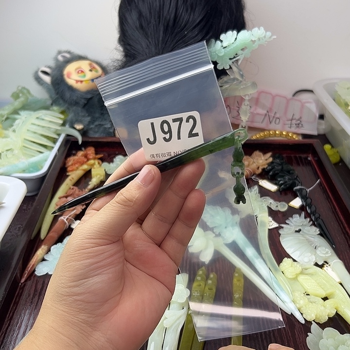 猫***猫蛇纹石玉合金发饰