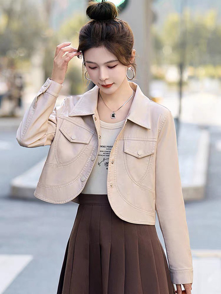 皮衣外套女短款2024春秋新款小个子高级感休闲机车服pu皮夹克上衣