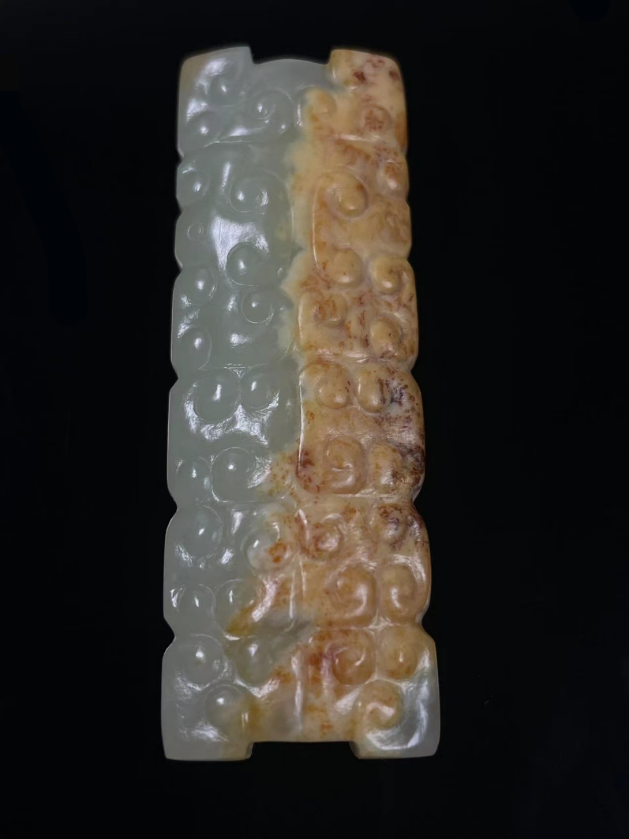 战玉勒子高古玉蟠虺纹白玉钙化和田玉珠宝直播和田玉直播