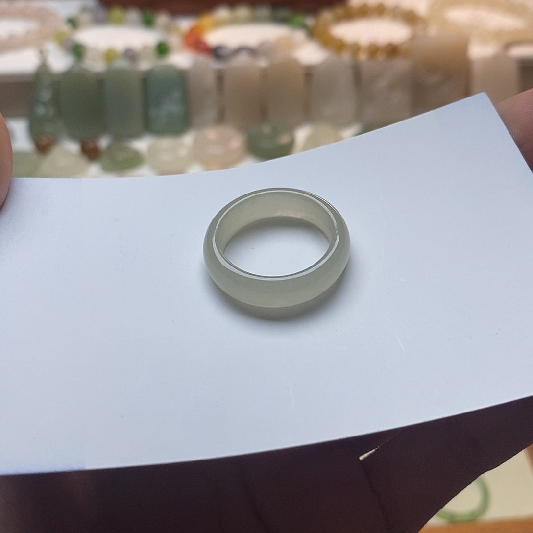 和田玉戒指未镶嵌冰晴水17圈口