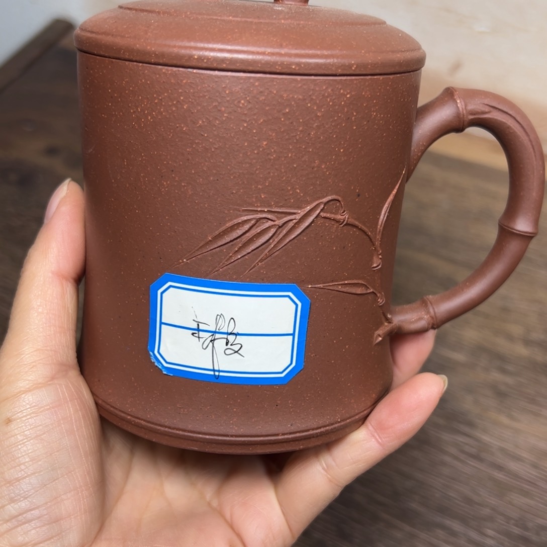 紫砂茶杯紫泥盖杯微瑕