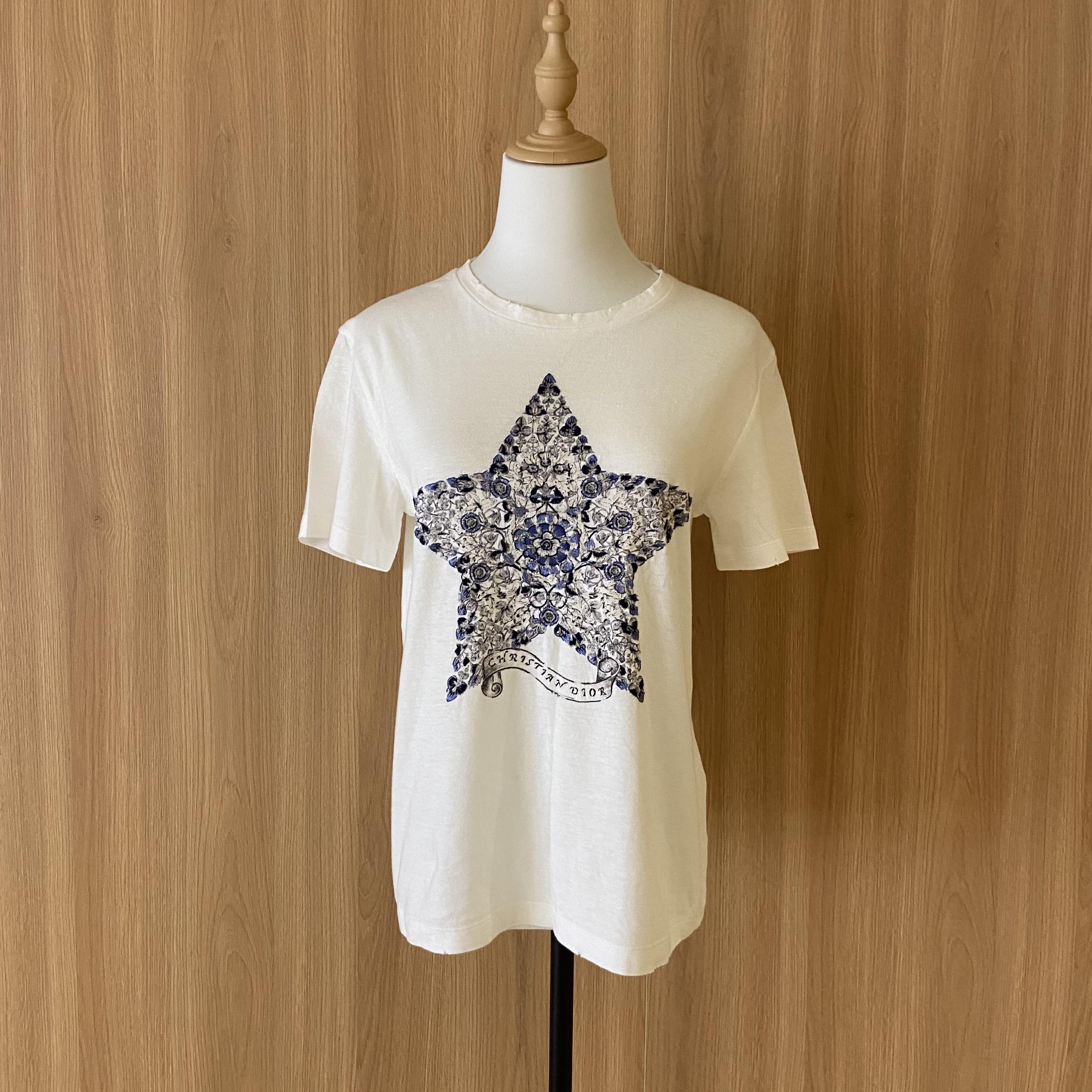 99新 DIOR/迪奥 susu壹臻/白色星星涂鸦T恤 M码/90939135