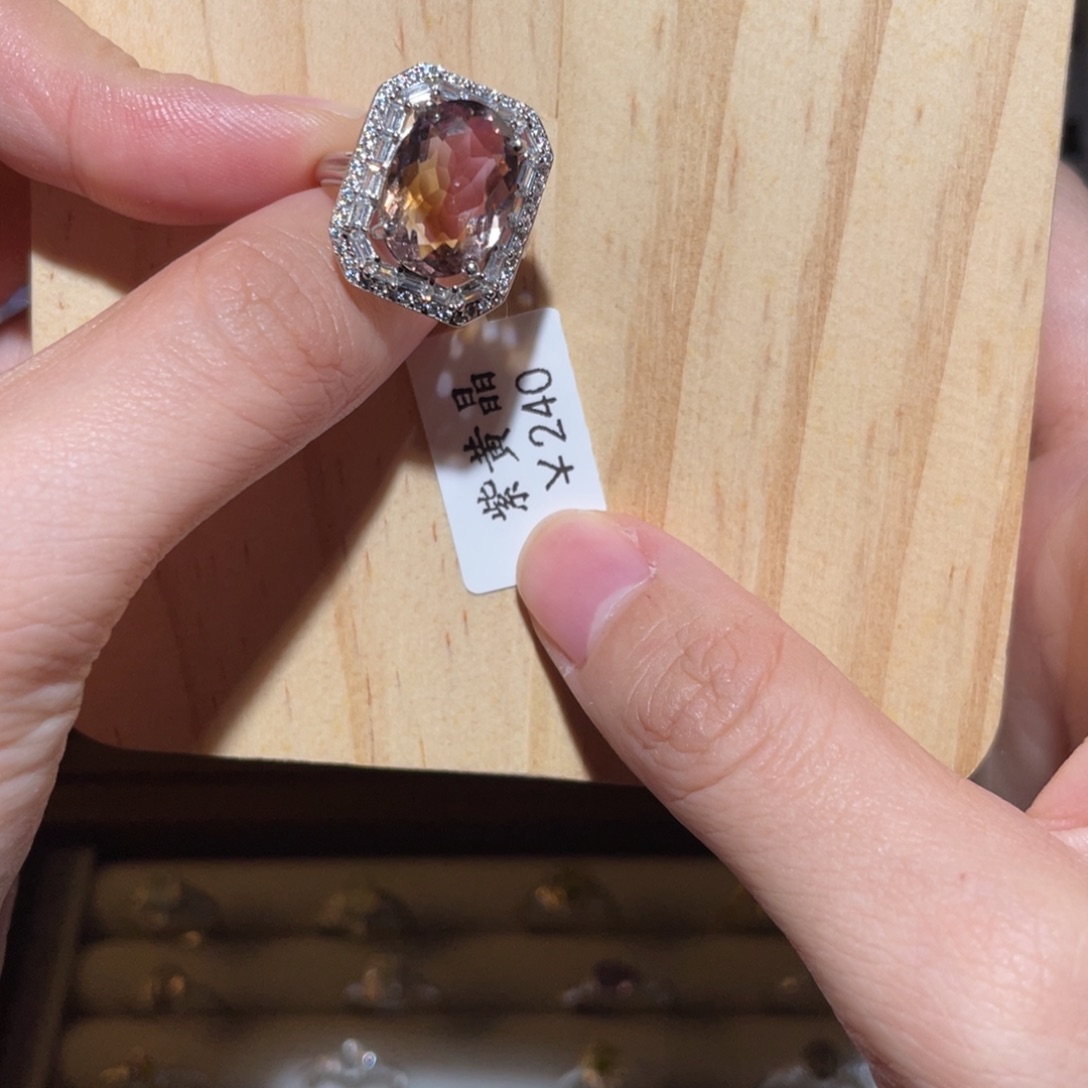 烟晶银S925镶嵌戒指