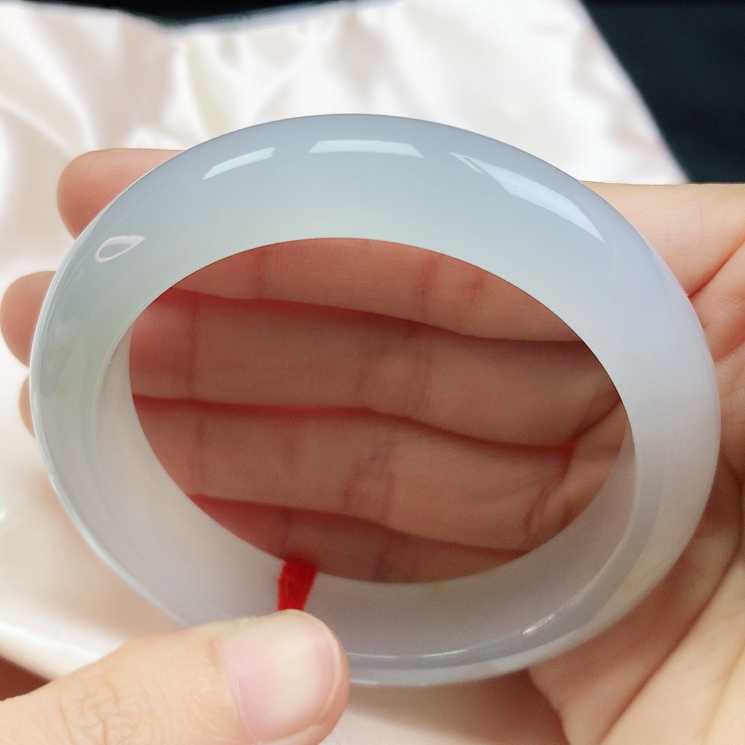 未镶嵌手镯翡翠52圈口冰种白月光382