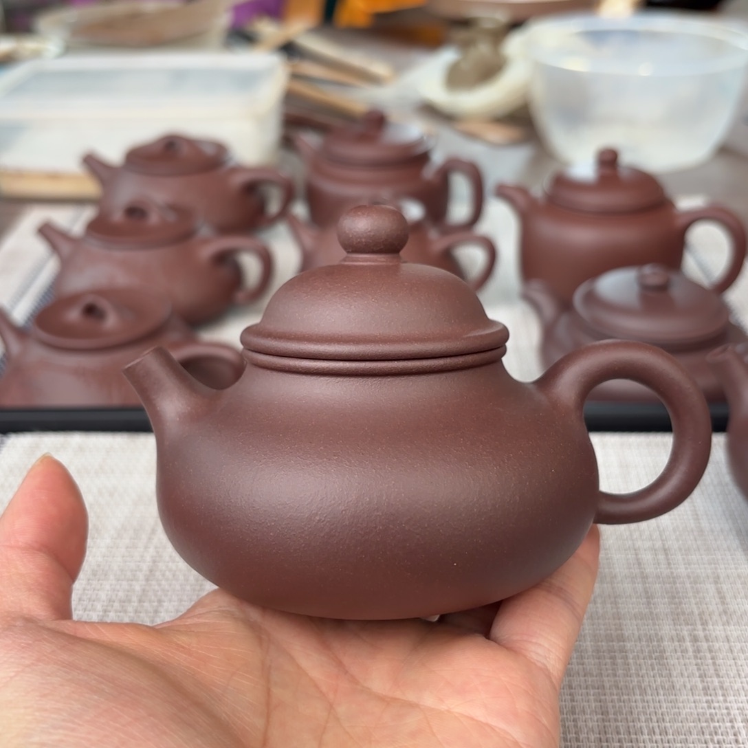 紫砂茶壶半手工老紫泥容天壶220cc