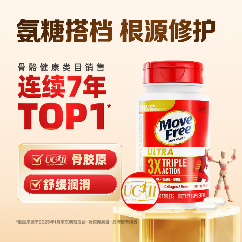 【精选好物】MoveFree益节专利金标骨胶原白瓶75  氨糖黄金搭档czg