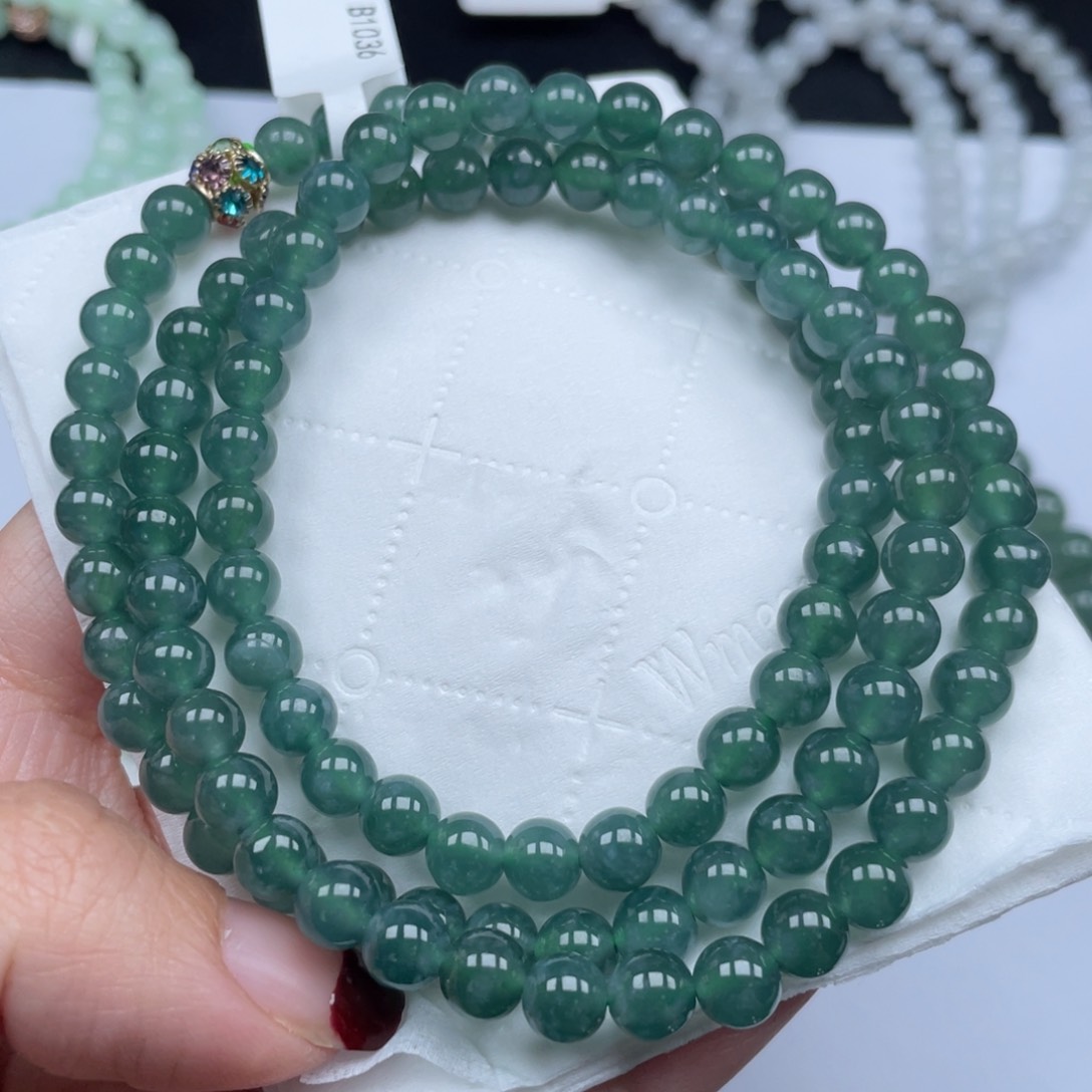 翡翠手链未镶嵌纯天然a货翡翠包邮6.2mm