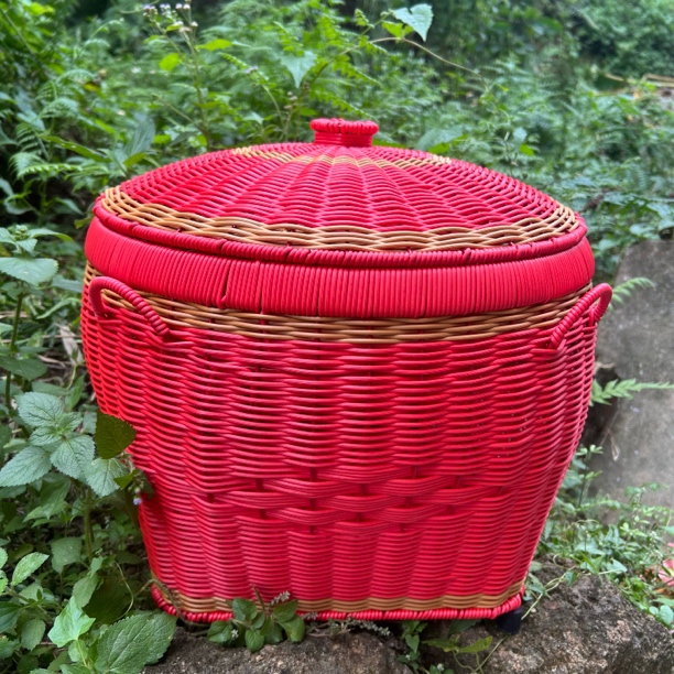 手工编织喜庆结婚箩筐家用进新房拜神稻谷创意收纳篮简约储物编篮