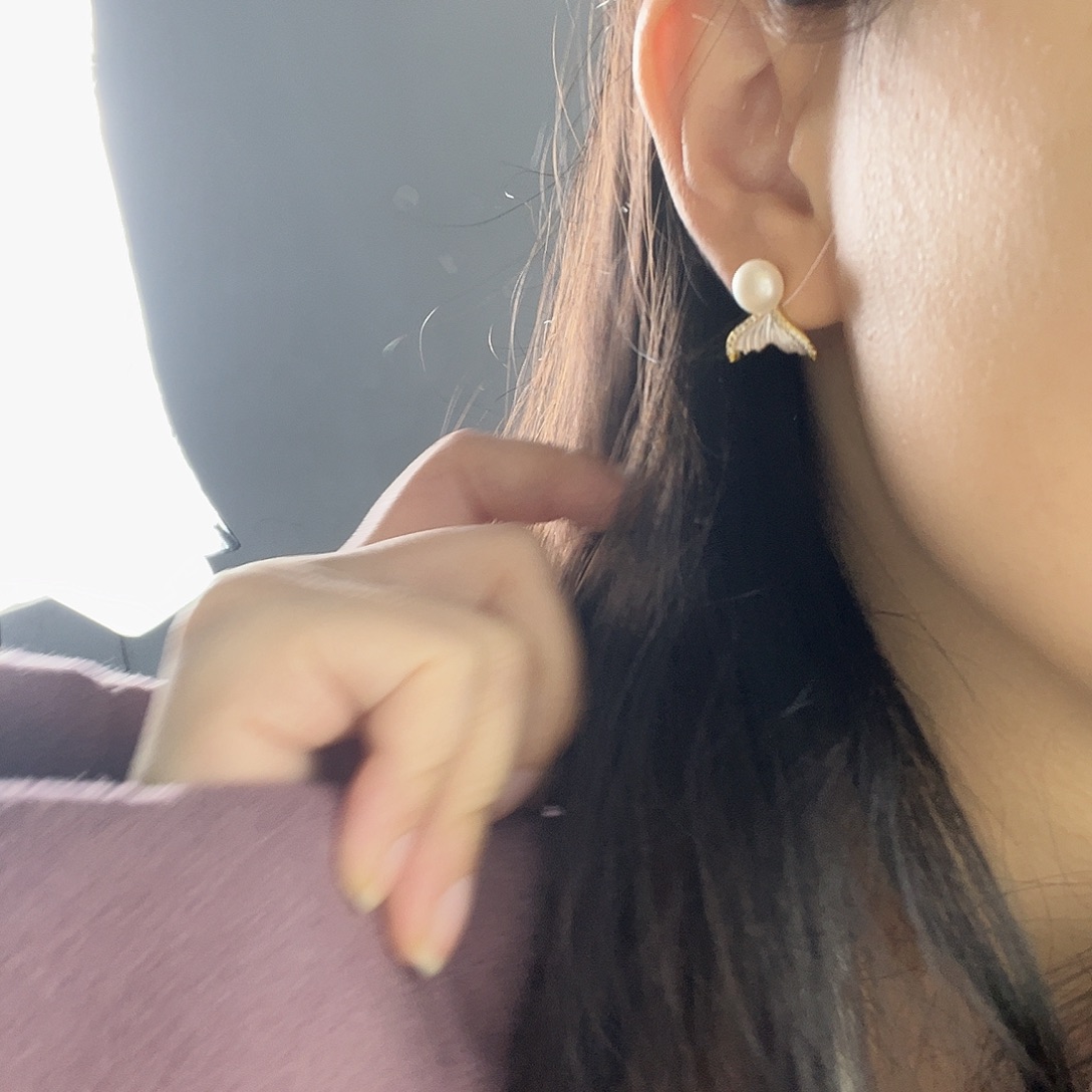 淡水珍珠耳饰银S925镶嵌