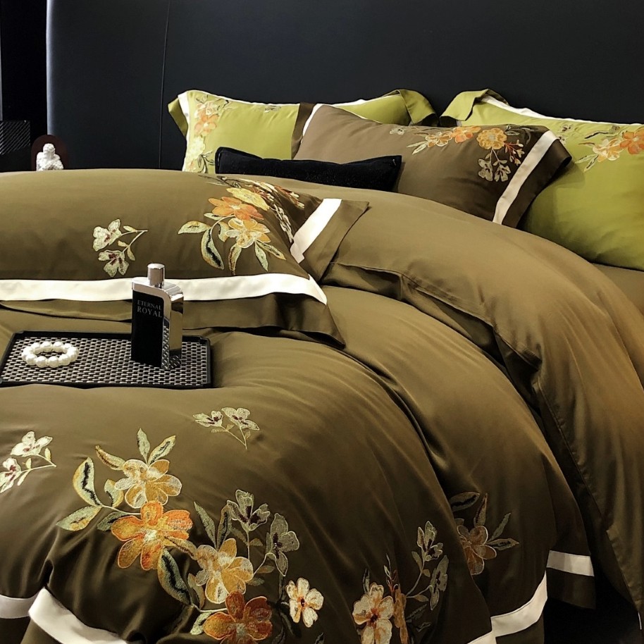 POCKET PIG/布袋猪 DK设计【浪漫印记】高支高密LF天丝刺绣四件套