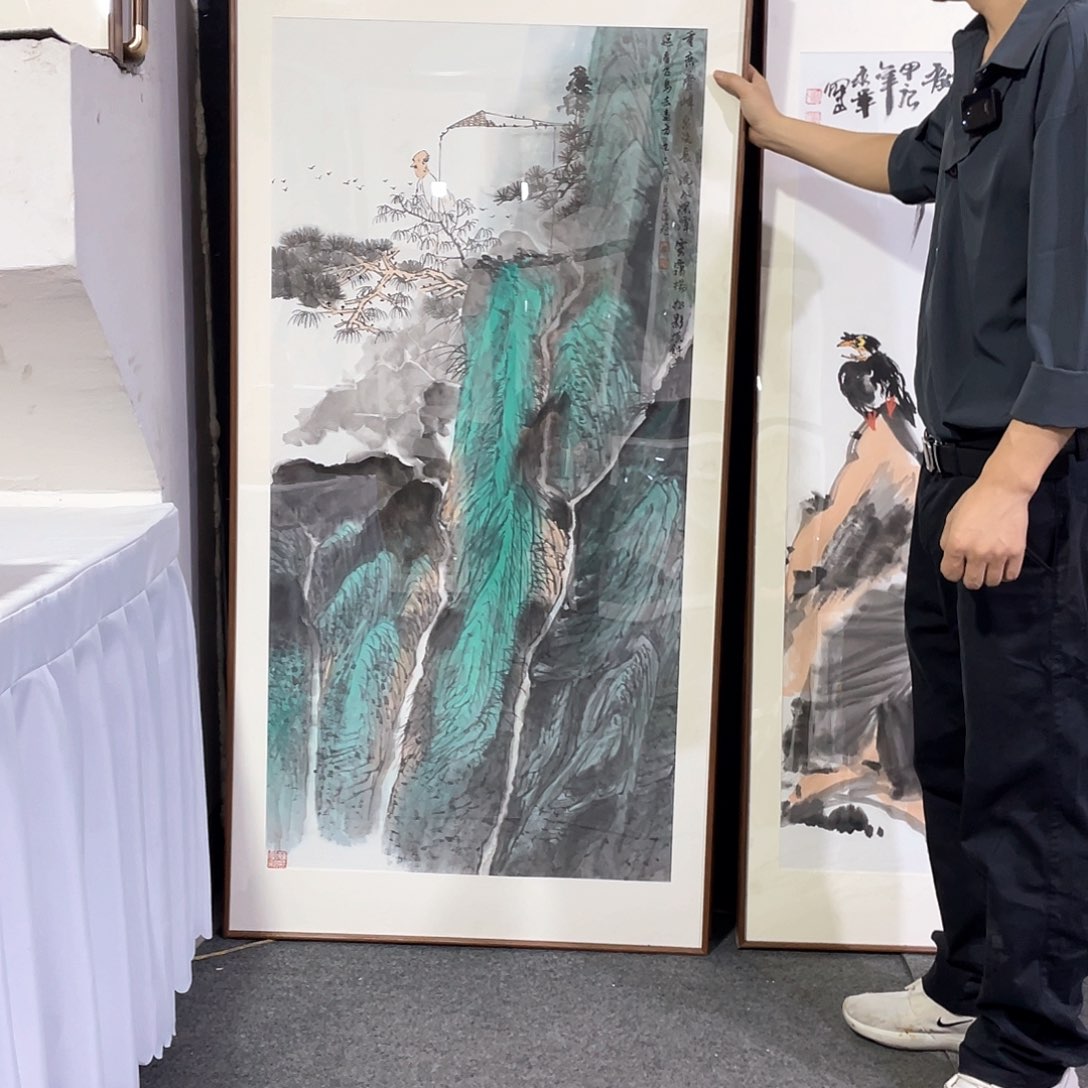 国画手绘画作品带框