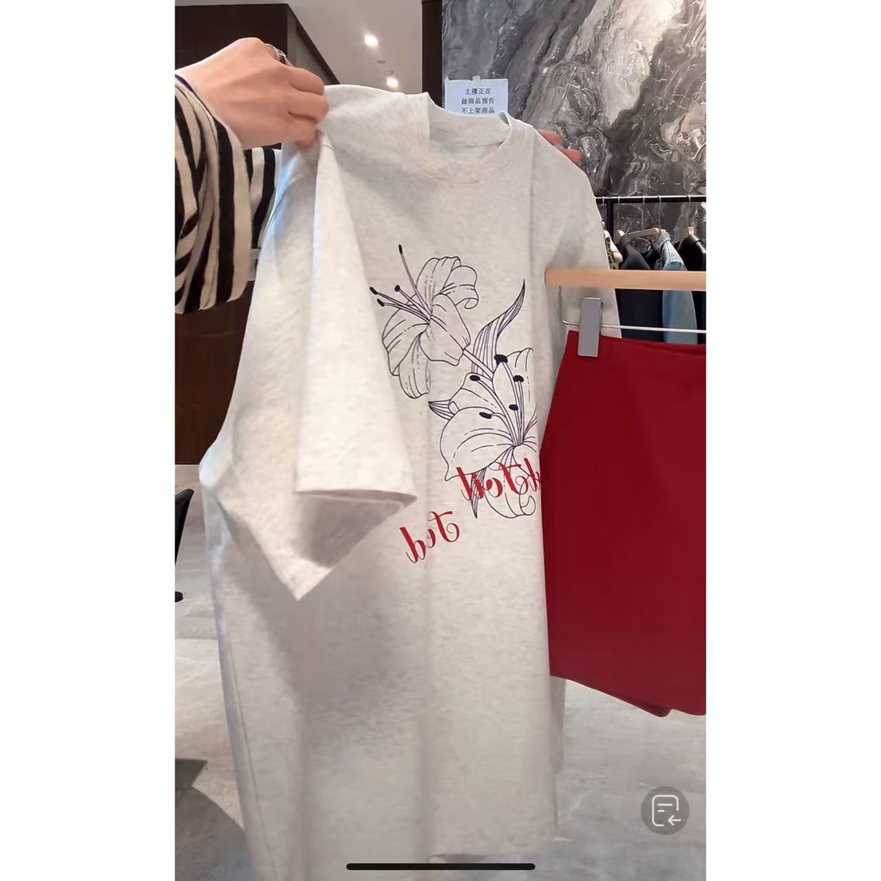 徐秋阳  百合花短袖（大版型）春夏新款百搭时尚休闲短袖