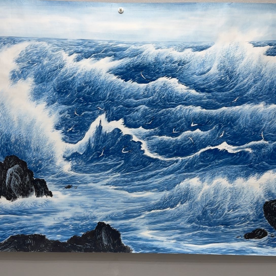 国画丈二大尺寸精品大海贾敏