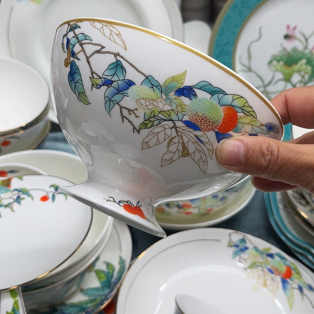 瓷片荔枝六寸面碗两个