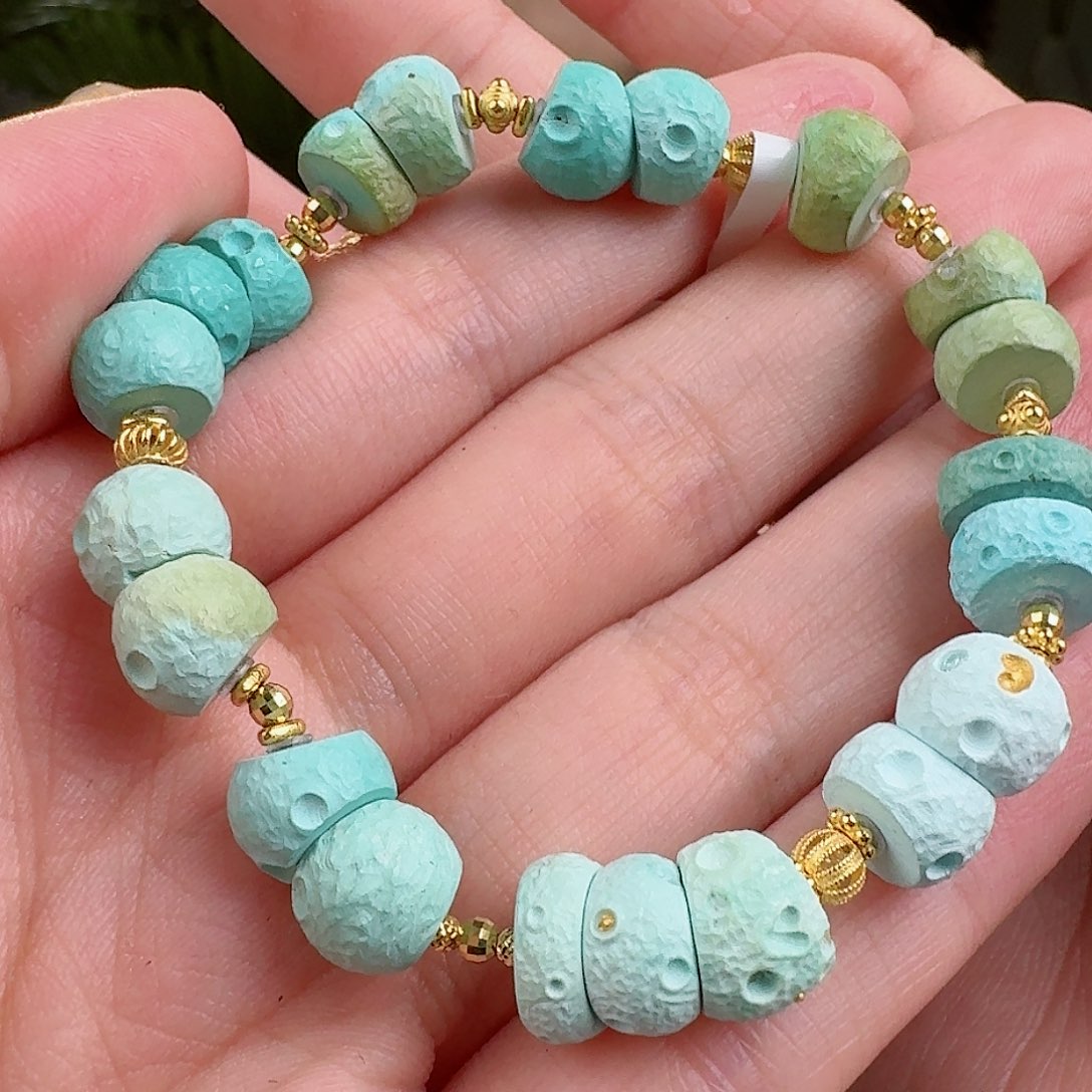 绿松石珠宝奇石18K金镶嵌