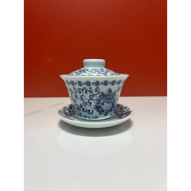 深蓝缠枝莲盖碗305 ZHZ079